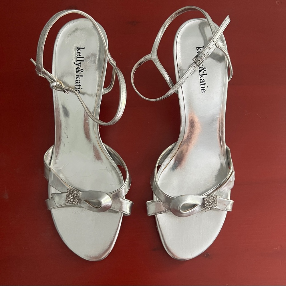 Kelly & Katie | silver strappy heels